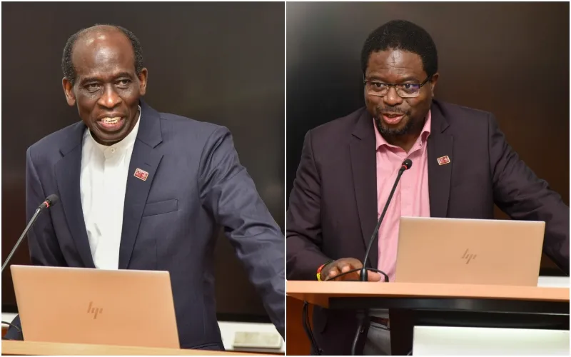 ILRI's Director General Prof. Appolinaire Djikeng and Raphael Mrode, Principal Investigator. Photo|courtesy.