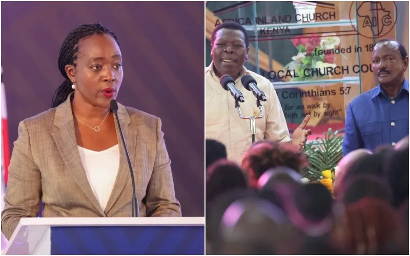 Kalonzo Musyoka and Eugene Wamalwa questioned CS Tuya's silence on the Mandera occupation. Photo|courtesy.